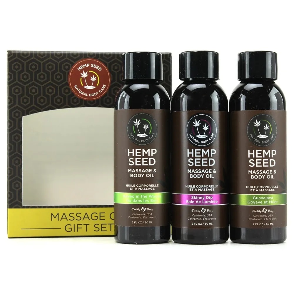 hempseed massage oil gift set in 2oz/59ml x 3