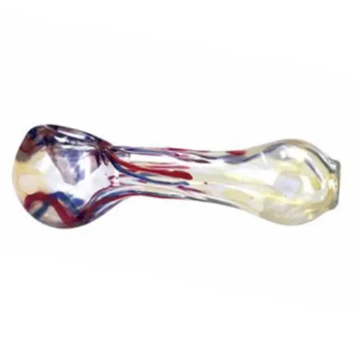 Hand Blown 4 Inch Glass Tobacco Pipe in Clear and Purple